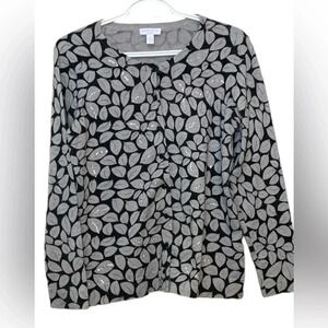 Charter Club NWOT black and silver w reflective sequins Holiday  season cardigan